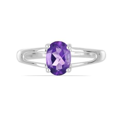 BUY REAL AFRICAN AMETHYST GEMSTONE RING IN STERLING SILVER